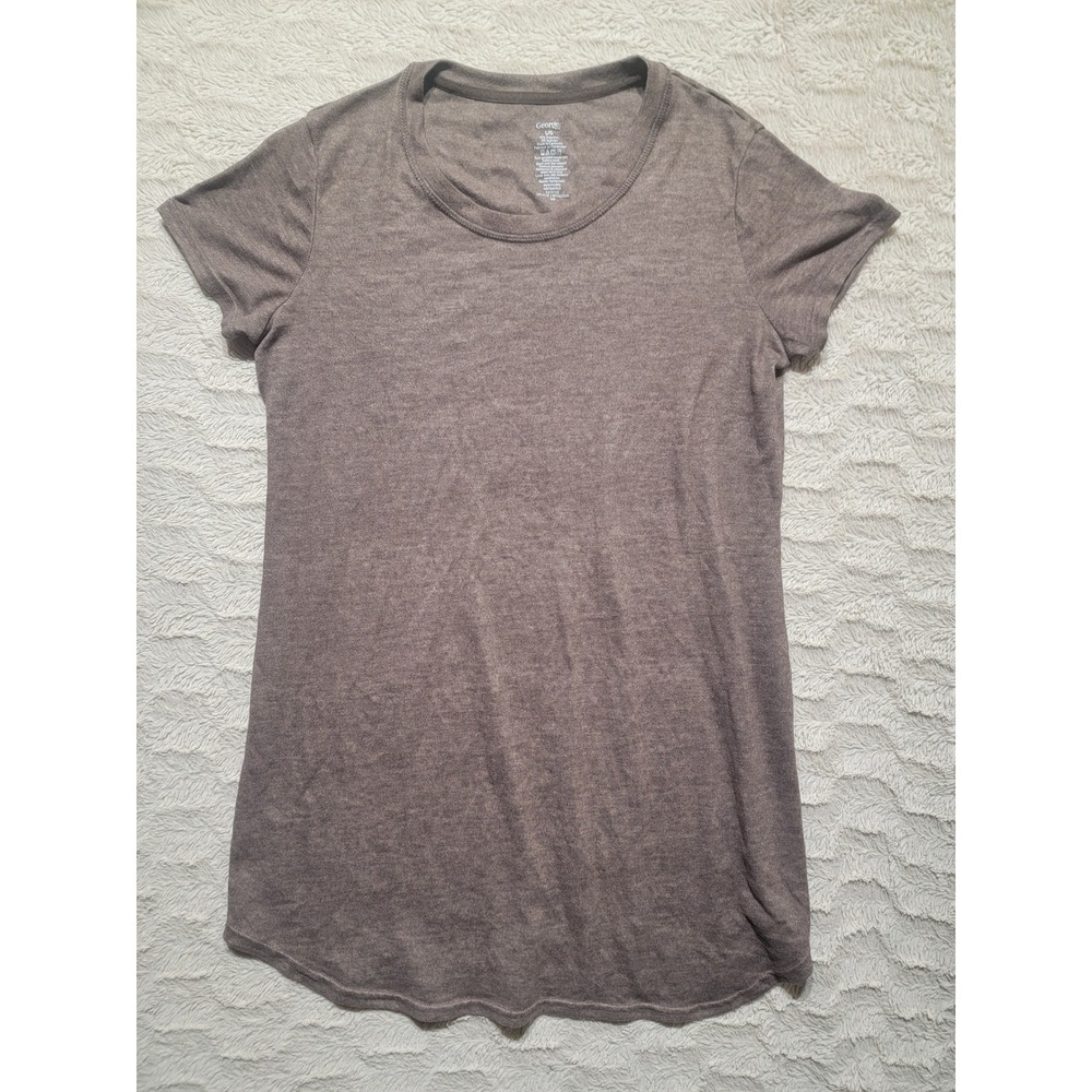 George Women Brown Heathered Short Sleeve Sleep Shirt Lounge Top GRF50479LD L